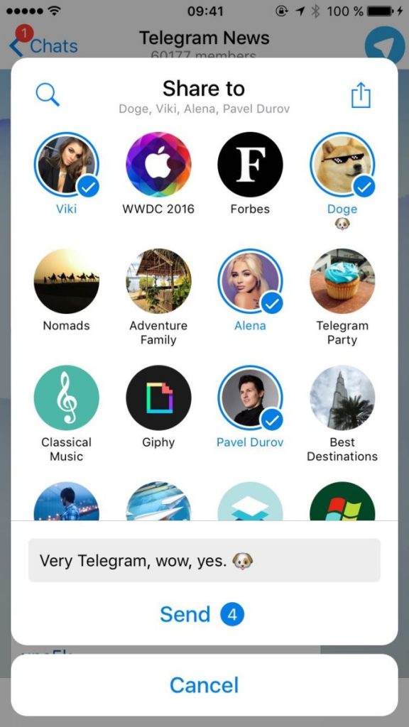 ظاهری تازه و جدید برای اشتراک گذاری در تلگرام 3.8