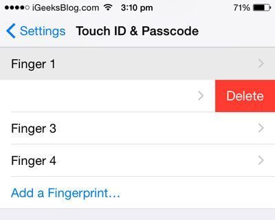 آموزش حذف مشخصات کاربری اسکنر اثر انگشت آیفون‌های اپل